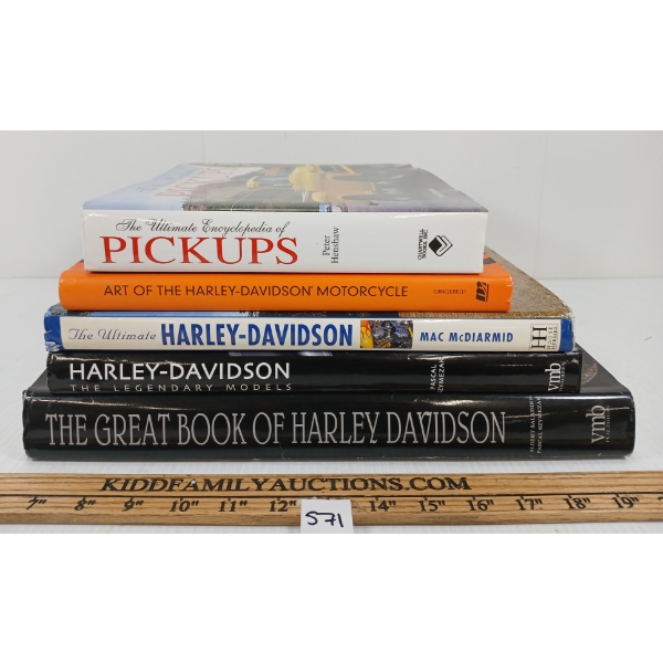 LOT OF 5 - COFFEE TABLE PUBLICATIONS - INCL HARLEY DAVIDSON & ENCYCLOPEDIA OF PICKUPS