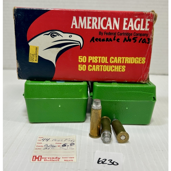 AMMO: 111X .44 RE MAG - 245 GR SWC - RELOADS