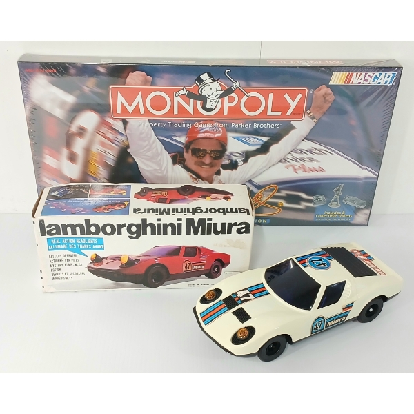 LOT OF 2 - NASCAR DALE EARNHARDT MONOPOLY & BATTERY OP LAMBORGHINI MIURA