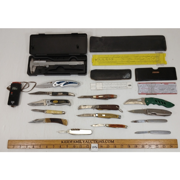 JOB LOT - MISC POCKET KNIVES, MASTERCRAFT CALLIPER, ETC. - INCL KLEIN, WAGNER'S