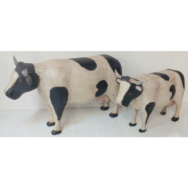 LOT OF 2 - FOLK ART COWS