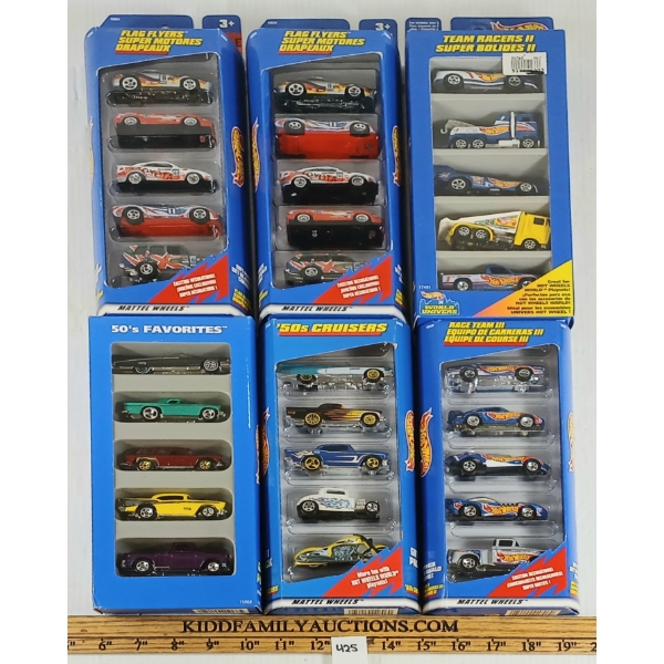 LOT OF 6 - HOTWHEELS - FLAG FLYERS, RACE TEAM III, TEAM RACERS II, ETC