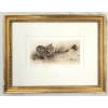 Image 1 : "BOBCAT AND SPARROW" BY GEORGE MCLEAN (PRS CDN ARTIST) - FRAMED ETCHING
