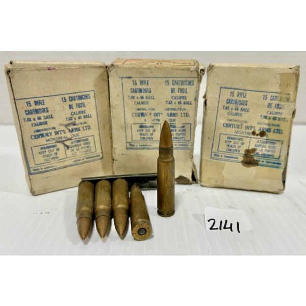 AMMO: 45X 7.62X45 MM - MILITARY FMJ - ON CLIPS