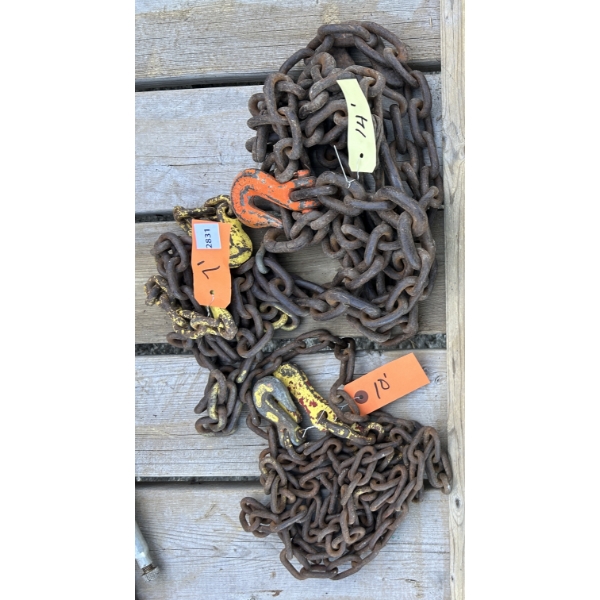 LOT OF 3 - 7 / 10 / 14 FOOT TOW CHAINS