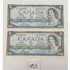 LOT OF 2 - 1954 CDN $5 BANKNOTES
