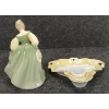 Image 6 : LOT OF 2 - ROYAL DOULTON "FAIR MAIDEN" & PORCELAIN CANDLESTICK HOLDER
