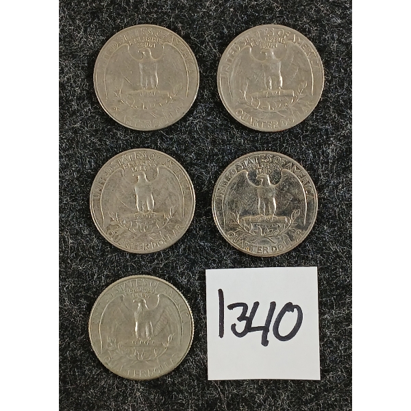 LOT OF 5 - U.S. 25 CENT COINS - 1965 TO 1972