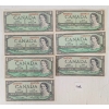 LOT OF 6 - 1954 CDN $1 BANKNOTES