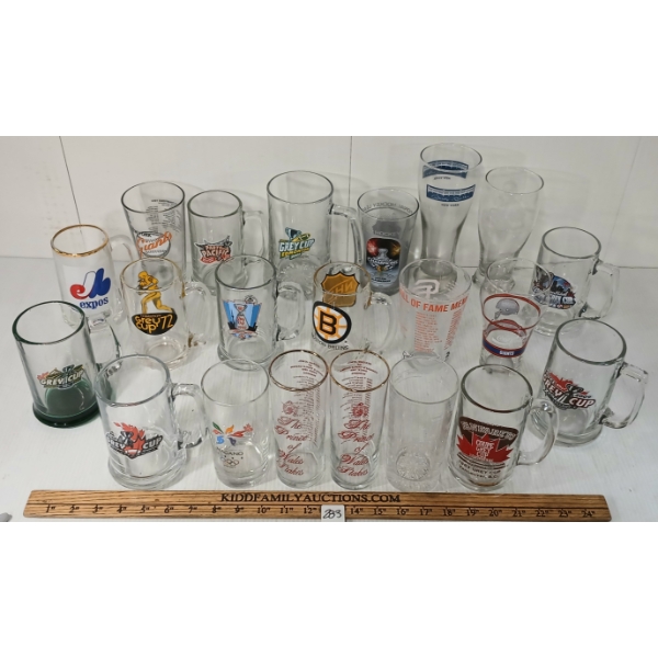LOT OF 21 - ASSORTED SPORTS GLASSES - NHL & CFL