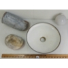 Image 2 : LOT OF 4 - PORCELAIN LIGHT SHADE, LIGHTNING ROD BULB & FEED SCOOPS