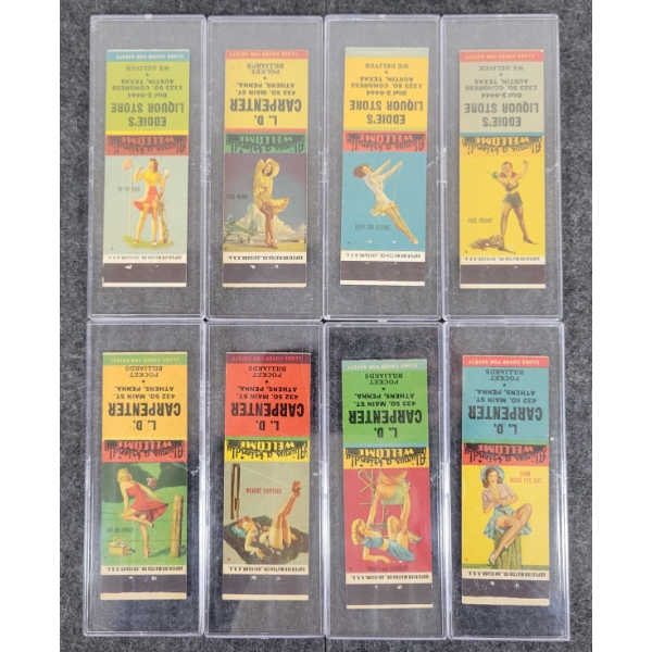 LOT OF 8 - PIN-UP ADVERTISING MATCHBOOK PACKAGES - SUPERIOR MATCH CO, ETC