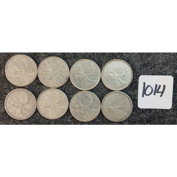 LOT OF 8 - 1956-1968 CDN 25 CENT COINS
