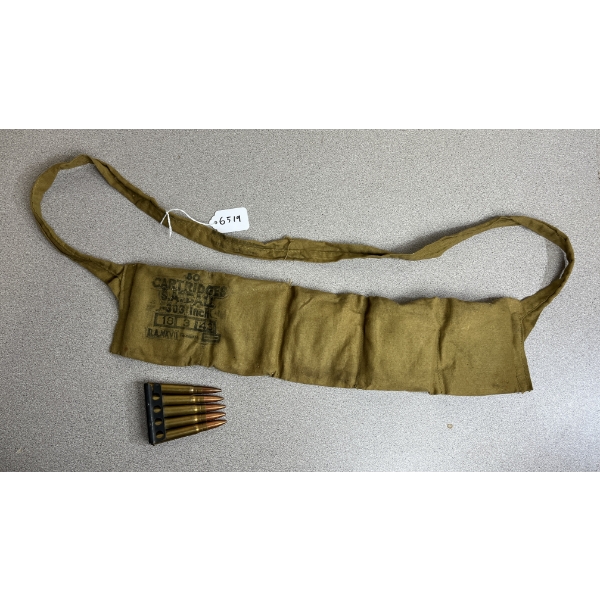 WWII CANADIAN BANDOLEER WITH 34X .303 BRITISH ON STRIPPER CLIPS