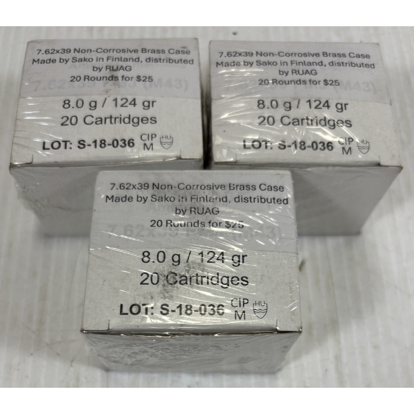 AMMO: 60 X SAKO 7.62 X 39 MM 124 GR