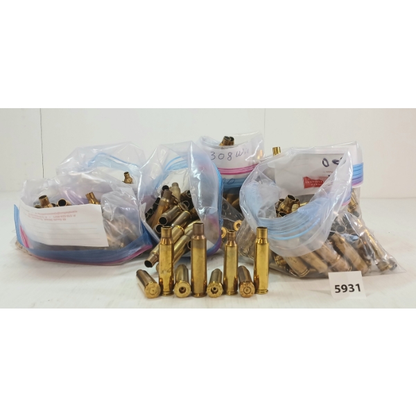 BRASS: 410X MISC MIXED BRASS - INCL .308 WIN, .7-08, 7.5X55, ETC