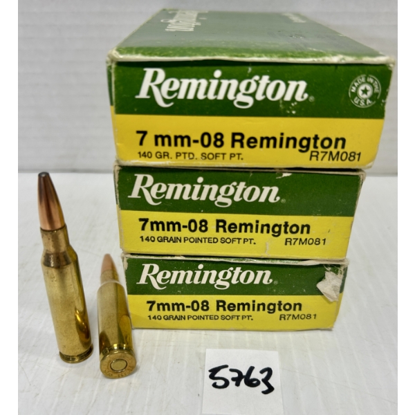 AMMO: 53X LIVE & 7X BRASS REMINGTON 7MM-08 REM - 140 GR SP