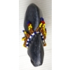 Image 9 : "FIGURE W/ HUNCHED BACK & BEAD WORK" BY MARY TUTSWEETOK (PRS CDN ARTIST) - STONE & BEADS