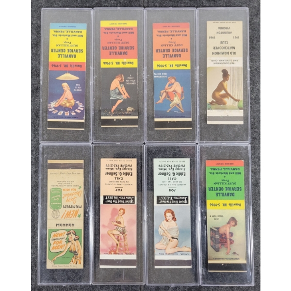 LOT OF 8 - PIN-UP ADVERTISING MATCHBOOK PACKAGES - CHICAGO MATCH, ETC