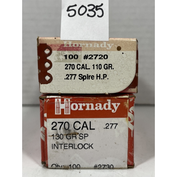 BULLETS: 200X HORNADY .270 - 110 & 130 GR - INTERLOCK & SPIRE HP - SEALED