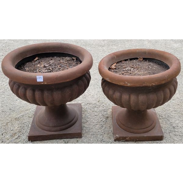 LOT OF 2 - FLOWER POTS - RESIN?