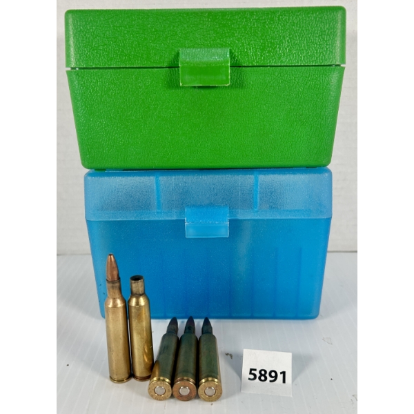 AMMO / BRASS: 65X LIVE & 11X BRASS 6 MM REM (.244 REM) - RELOADS