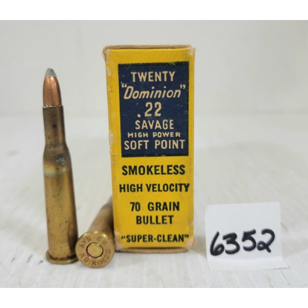 AMMO: 20X CIL DOMINION .22 SAV - 70GR - SP - COLLECTIBLE BOX 