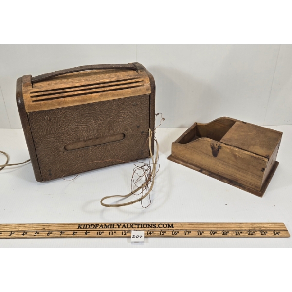 LOT OF 2 - UNION MADE WALL BOX & PHILCO RADIO