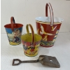 Image 4 : LOT OF 3 - TIN BUCKETS W/ SHOVEL - INCL EAGLE TOYS