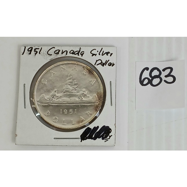 1951 CDN SILVER DOLLAR COIN