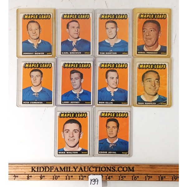 LOT OF 10 - 1965-1966 OPC TORONTO MAPLE LEAFS HOCKEY CARDS