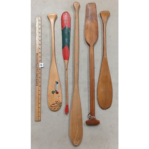 LOT OF 5 - HAND-CARVED PADDLES - FT. JANET CAMERON "MALLARD DUCK" PAINTING