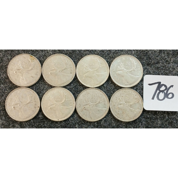 LOT OF 8 - 1968 CDN 25 CENT COINS