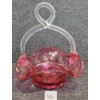 Image 2 : HAND BLOWN CRANBERRY GLASS BASKET