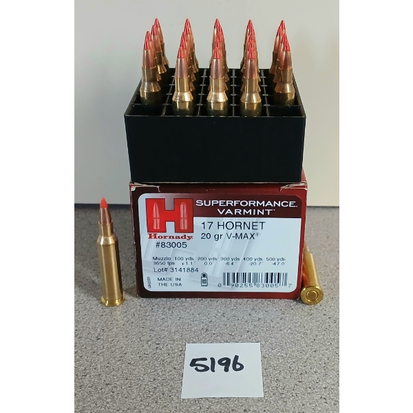 AMMO: 25X HORNADY .17 HORNET - 20GR - V-MAX - FACTORY LOADS