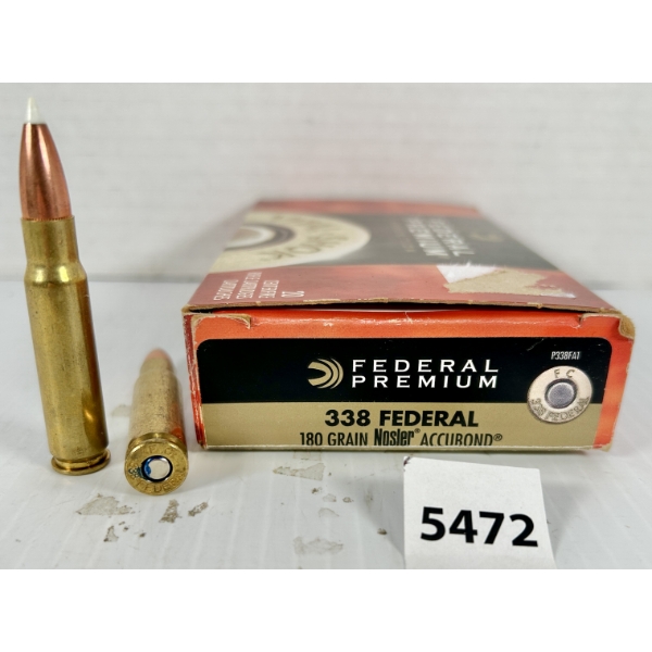 AMMO: 20X FEDERAL .338 FED - 180 GR POLY TIP