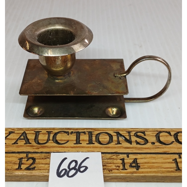 20TH CENTURY ENGLISH SILVER PLATE CANDLESTICK & MATCHBOX HOLDER