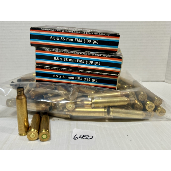 BRASS: APPROX. 180X MIXED 6.5X55MM SWED