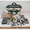 Image 1 : JOB LOT - TOOL BAG W/ CONTENTS - INCL GLOVES, MASTERCRAFT LOCKS, DRILL BIT SETS, ETC