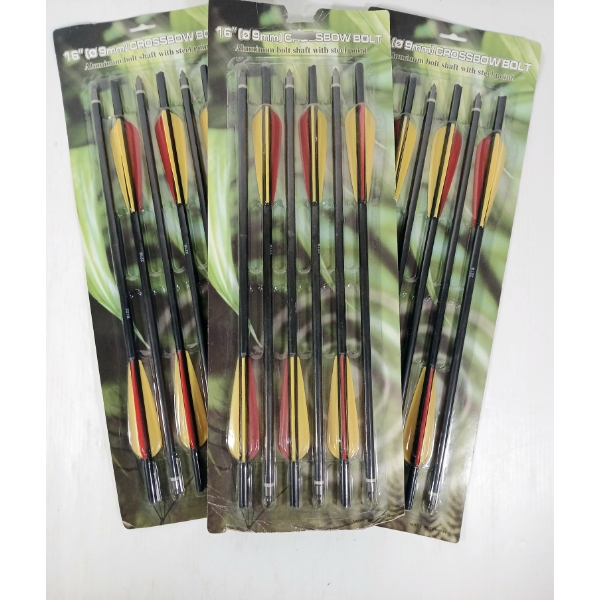 LOT OF 3 PKG - ALUMINUM 16IN CROSSBOW BOLTS - SEALED