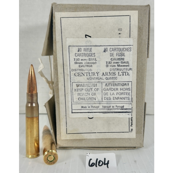 AMMO: 90X FNM 8 MM MAUSER - MILITARY FMJ