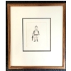 Image 1 : MAN W/ FISH BY UNKNOWN ARTIST - FRAMED COLOURED PENCIL ON PAPER