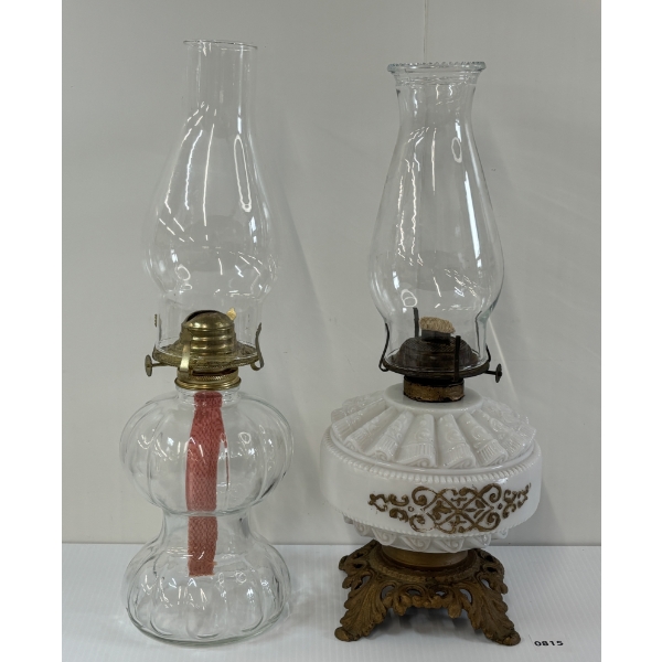LOT OF 2 - OIL LAMPS - INCL LAMPLIGHT FARMS