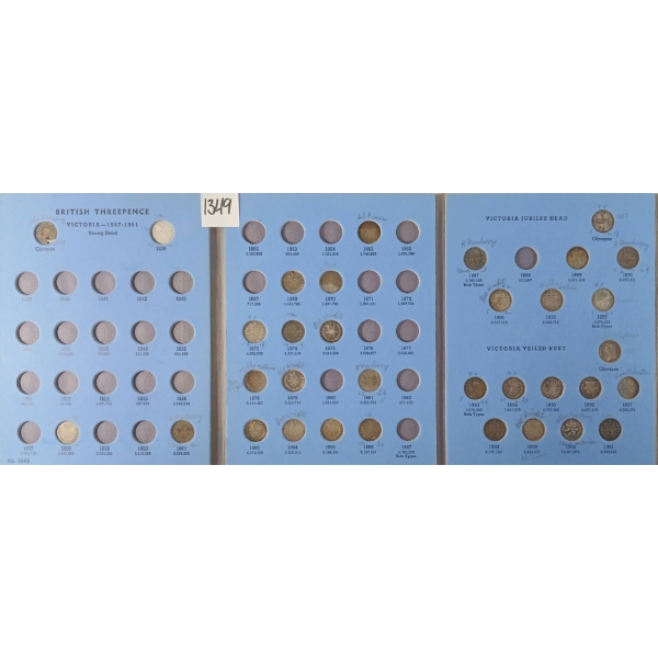 1874-1901 GRT BRITAIN 3 PENCE SILVER COINS BOOKLET