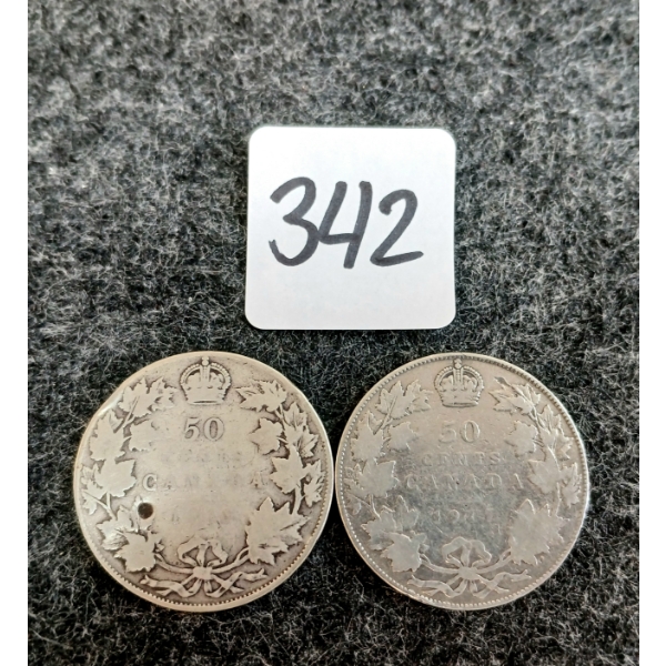 LOT OF 2 - 1917 & 1918 CDN 50 CENT COINS