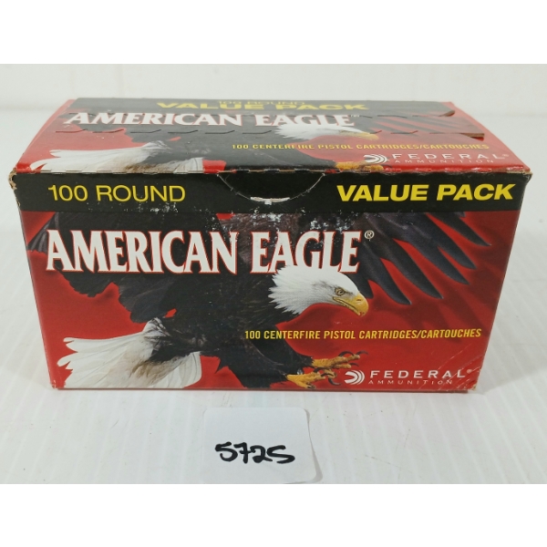 AMMO: 100X FEDERAL AMERICAN EAGLE .40 S&W - 180GR - FMJ
