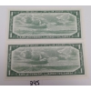Image 2 : LOT OF 2 - 1954 CDN $1 BANKNOTES - SEQUENTIAL