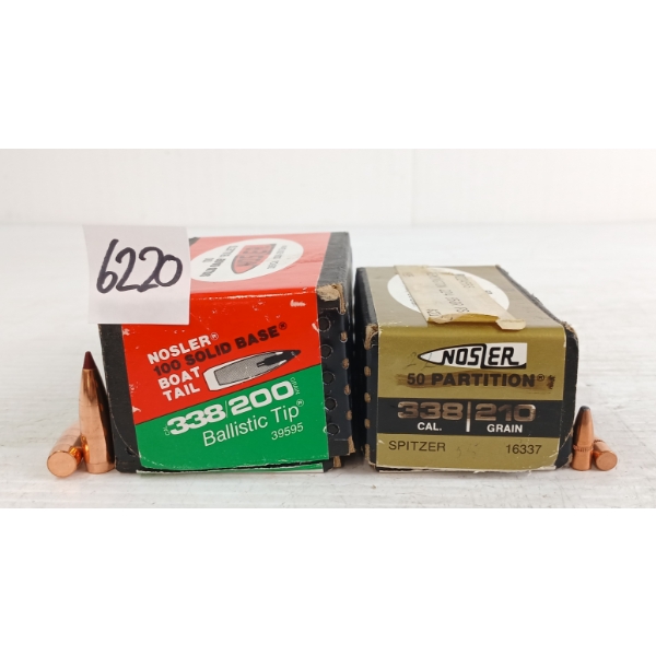 BULLETS: APPROX 150X NOSLER .338CAL - 200 & 210GR