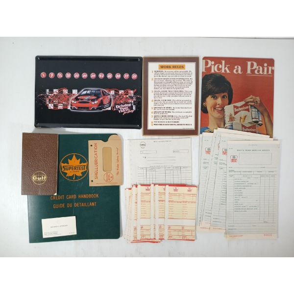 JOB LOT - WHITE ROSE SERVICE ORDER FORMS, BUDWEISER & COCA-COLA NASCAR SST SIGNS, ETC