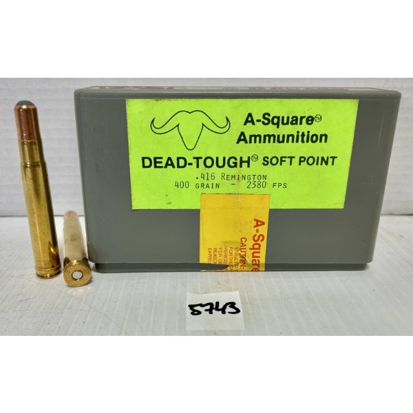 AMMO: 20X A SQUARE .416 REM MAG 400GR. SP